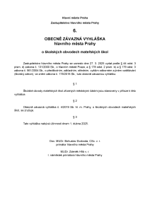 Obecně závazná vyhláška hlavního města Prahy č. 6/2025