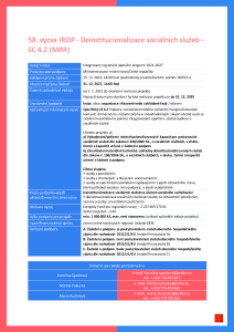 Výzva č. 58 - DEINSTITUCIONALIZACE SOCIÁLNÍCH SLUŽEB – SC 4.2 (MRR)