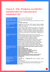 Výzva č. 106 - Podpora sociálního začleňování ve vyloučených lokalitách (3)