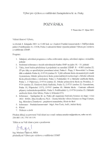 Pozvánka na jednání výboru, které se koná dne 4. 11. 2021