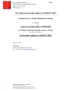 20. ročník slavnostního udílení cen MOSTY 2022
